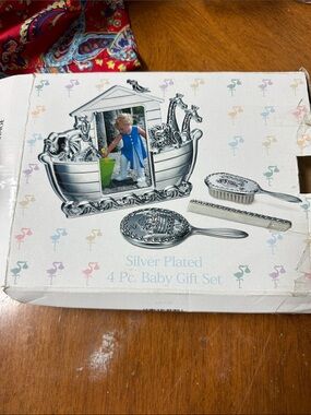 Silver Plated 4-Piece Baby Gift Set - Silver